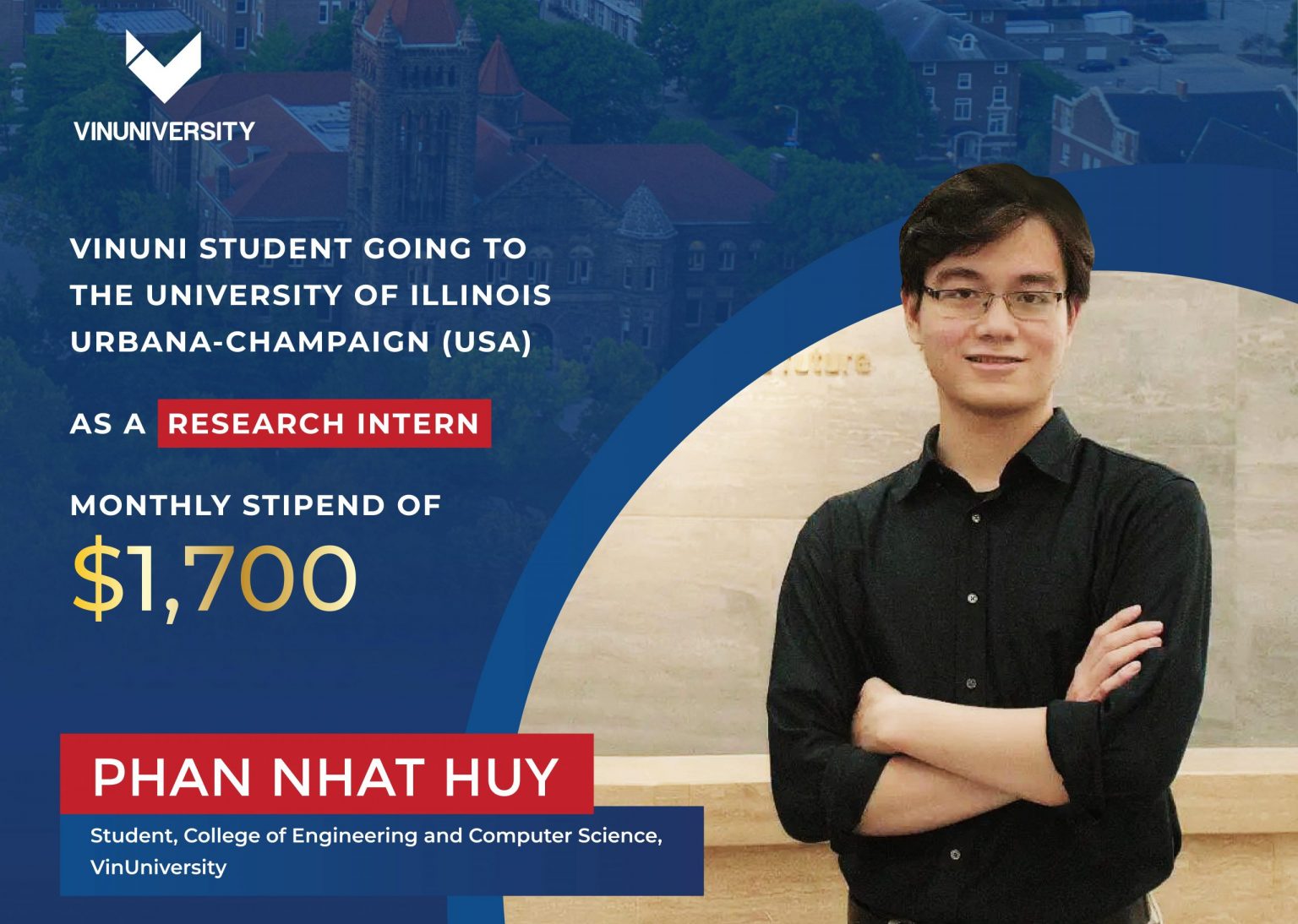 A Story from VinUni Student: Overseas Research Opportunities at the campus of The University of Illinois Urbana – Champaign (UIUC), USA