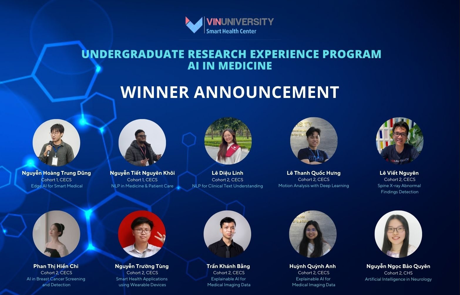 Announcing Winners of Undergraduate Research Experience Program | AI in Medicine