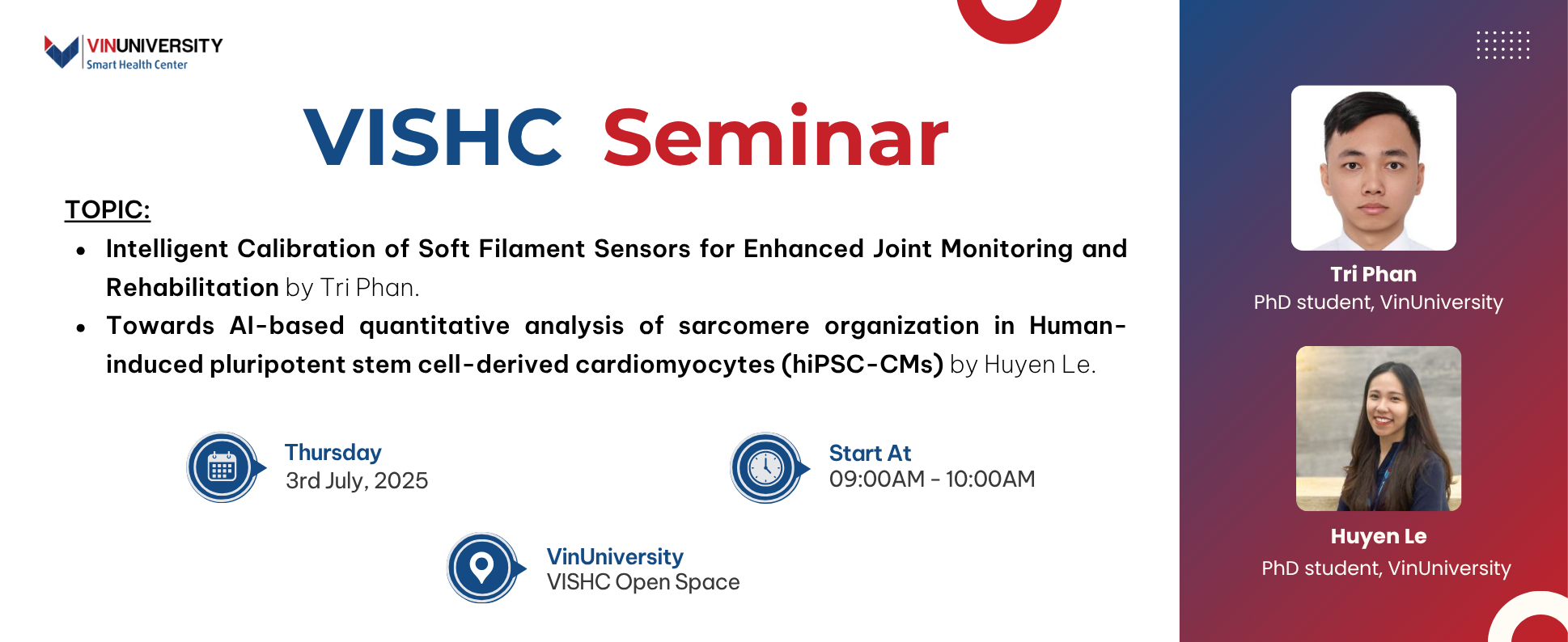 [VISHC SEMINAR] INTELLIGENT SENSORS AND AI-BASED CARDIOMYOCYTE ANALYSIS FOR HEALTHCARE INNOVATION